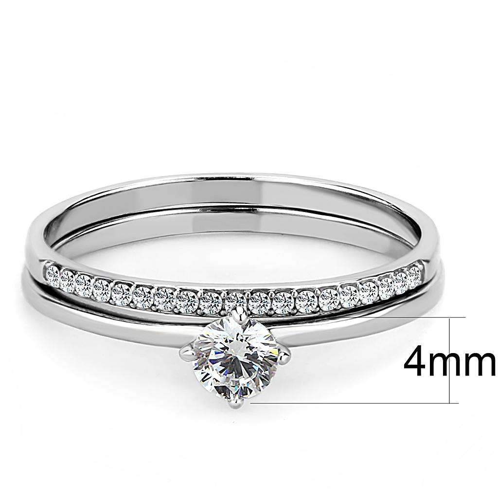 Stainless Steel Women's Ring with Clear Cubic Zirconia - Hypoallergenic & Stylish - Jewelry & Watches - Bijou Her -  -  - 