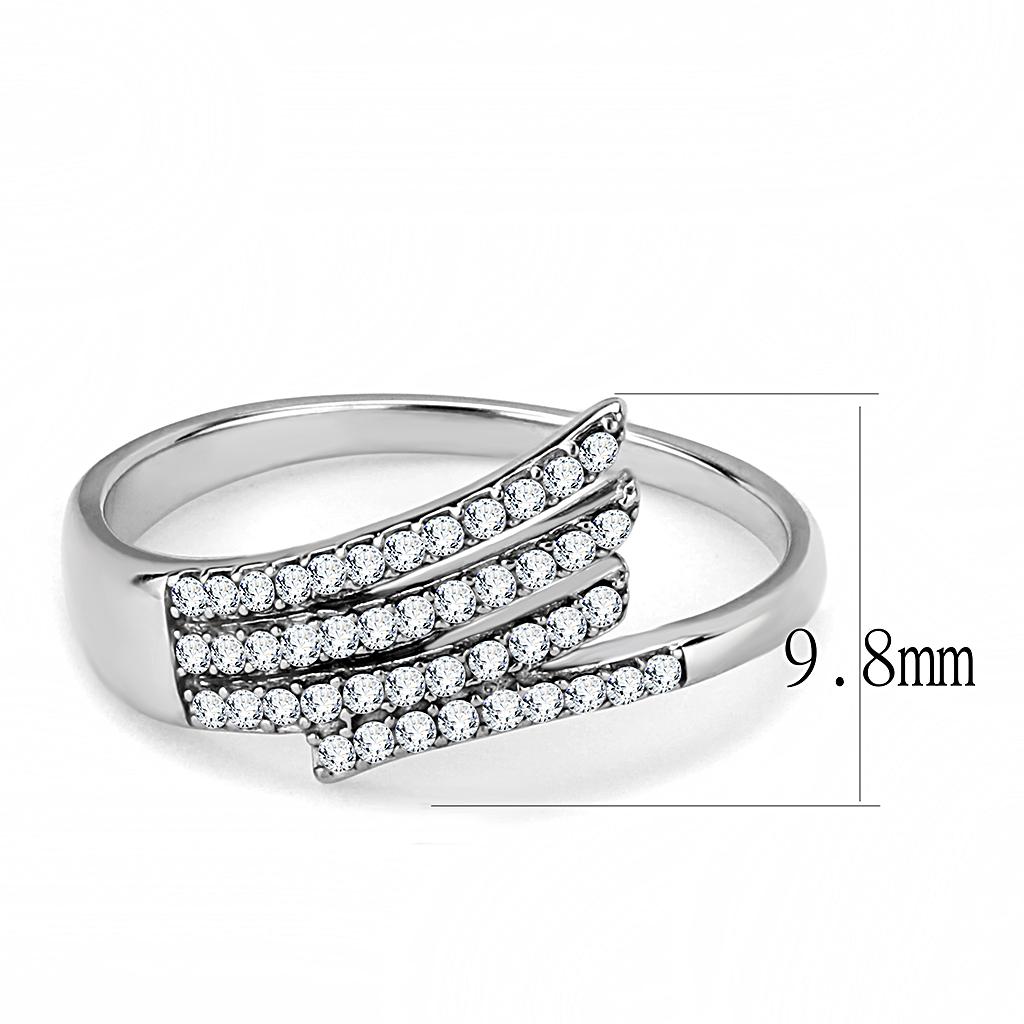 High Polished Stainless Steel Ring with AAA Grade CZ - In Stock, Clear Center Stone, 1.61g Weight - Rings - Bijou Her -  -  - 