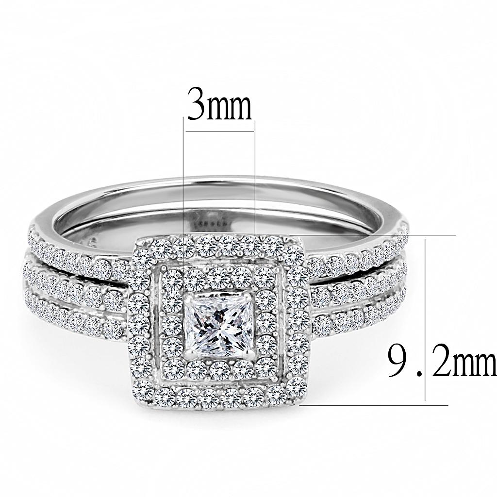 Stainless Steel Women's Ring with Clear Cubic Zirconia - High Polished - Jewelry & Watches - Bijou Her -  -  - 