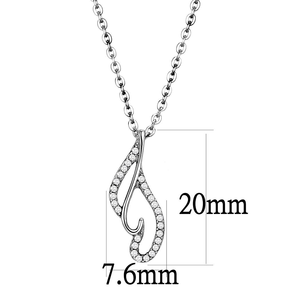 High Polished Stainless Steel Chain Pendant with AAA Grade CZ - In Stock, Ships in 1 Day - Jewelry & Watches - Bijou Her -  -  - 