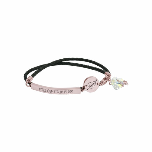 Inspirational Leather Bracelet with Austrian Crystals & Swarovski Crystal Disc - Jewelry & Watches - Bijou Her - Color - Option - 