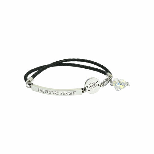 Inspirational Leather Bracelet with Austrian Crystals & Swarovski Crystal Disc - Jewelry & Watches - Bijou Her - Color - Option - 