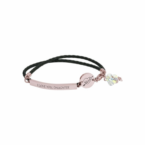 Inspirational Leather Bracelet with Austrian Crystals & Swarovski Crystal Disc - Jewelry & Watches - Bijou Her - Color - Option - 