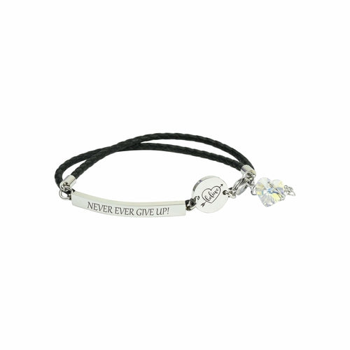 Inspirational Leather Bracelet with Austrian Crystals & Swarovski Crystal Disc - Jewelry & Watches - Bijou Her - Color - Option - 