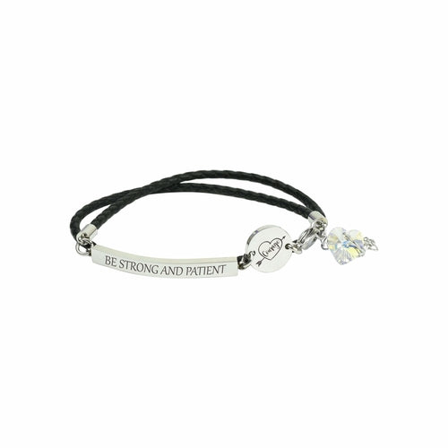 Inspirational Leather Bracelet with Austrian Crystals & Swarovski Crystal Disc - Jewelry & Watches - Bijou Her - Color - Option - 