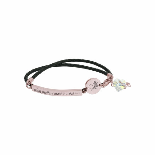 Inspirational Leather Bracelet with Austrian Crystals & Swarovski Crystal Disc - Jewelry & Watches - Bijou Her - Color - Option - 