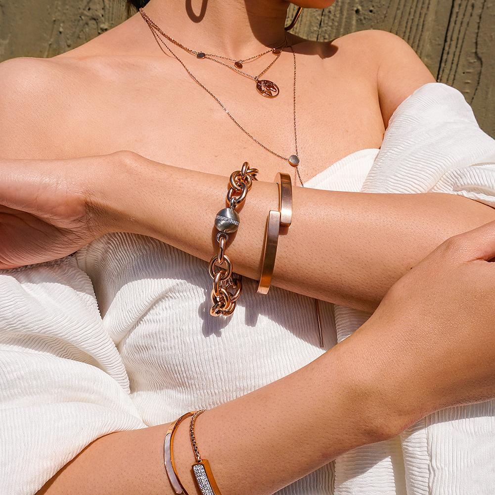 Hypoallergenic CZ Link Bracelet - Gold, Rose Gold, Silver - Jewelry & Watches - Bijou Her -  -  - 