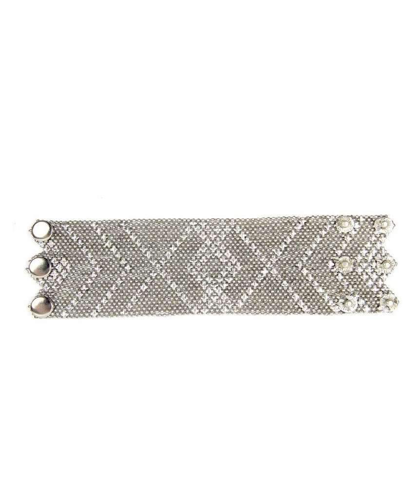 Silver Chainmail Popper Bracelet - Statement Brass Patterned Jewelry - Jewelry & Watches - Bijou Her -  -  - 