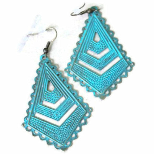 Hand-Painted Chevron Filigree Earrings: Lightweight and Hanging, 4 Color Options, Lead and Nickel Free - Jewelry & Watches - Bijou Her - Color -  - 