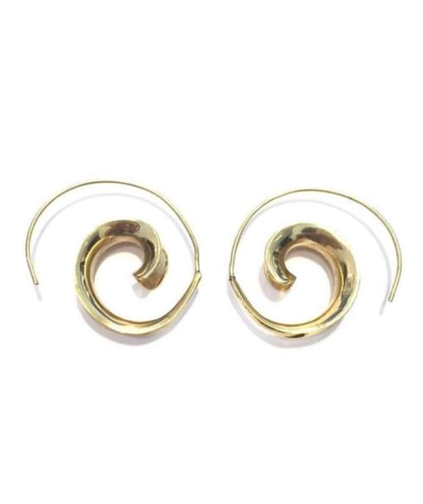 Handcrafted Swivel Hoop Earrings - Brass, Hypoallergenic, 3.5cm Diameter - Jewelry & Watches - Bijou Her -  -  - 