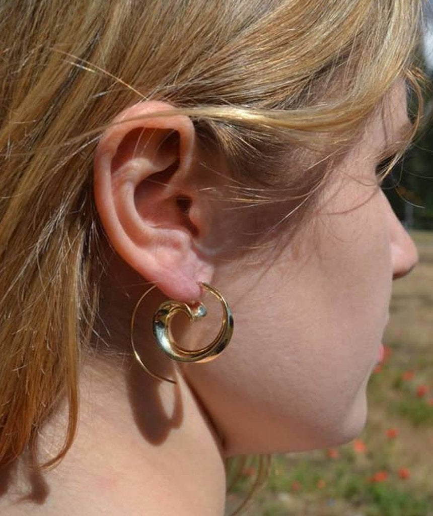 Handcrafted Swivel Hoop Earrings - Brass, Hypoallergenic, 3.5cm Diameter - Jewelry & Watches - Bijou Her -  -  - 