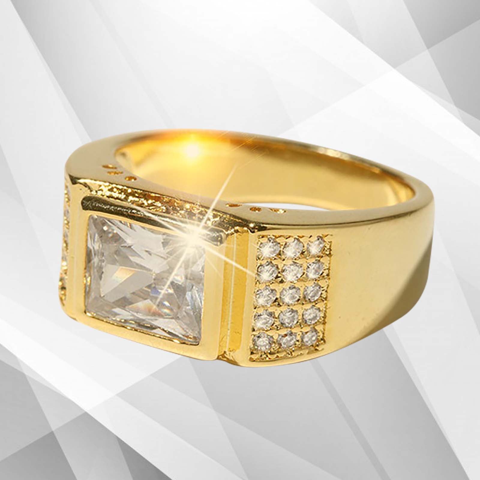 Luxury Men's Engagement Ring | 18Ct Yellow Gold | Cambodian CZ Diamond - Jewelry & Watches - Bijou Her -  -  - 