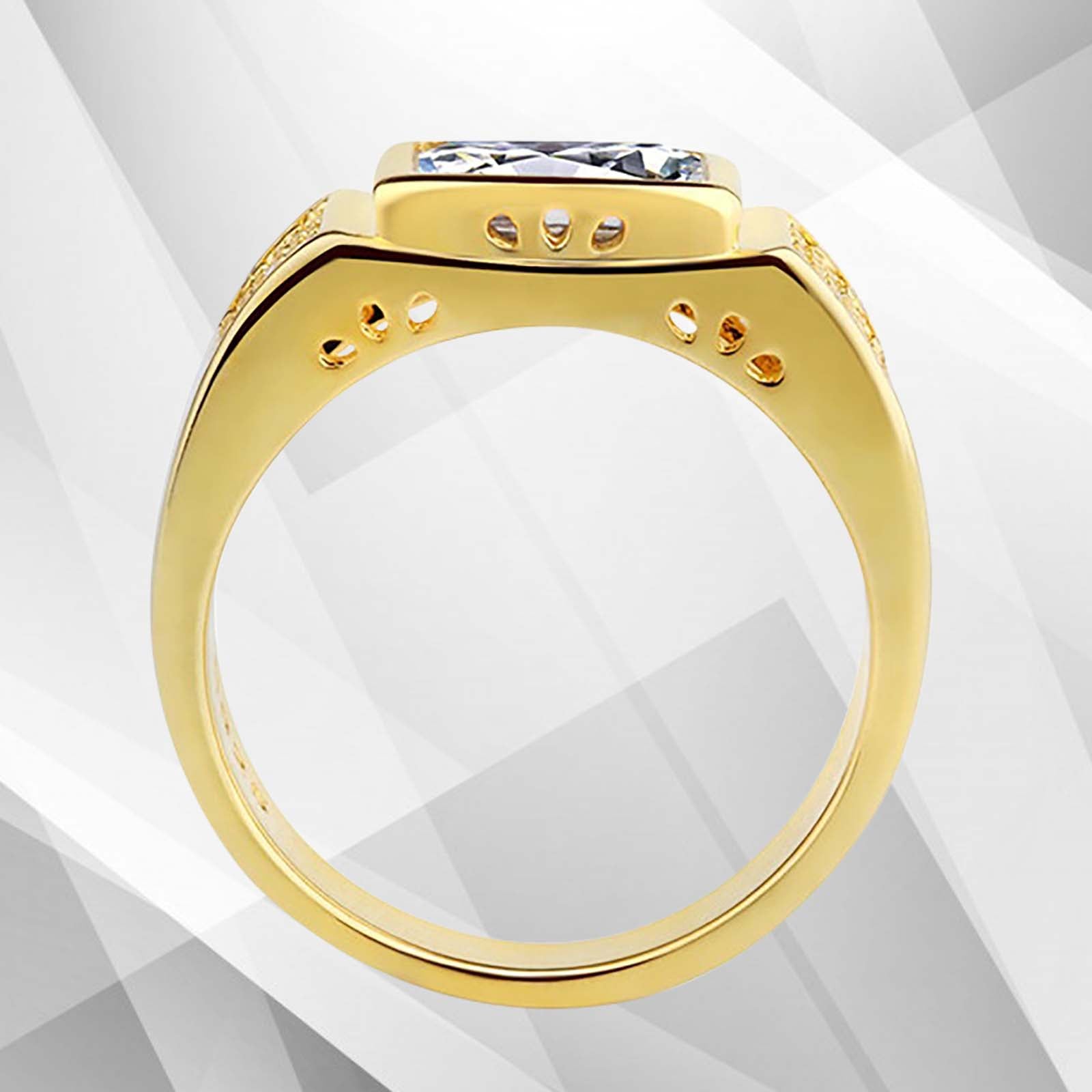 Luxury Men's Engagement Ring | 18Ct Yellow Gold | Cambodian CZ Diamond - Jewelry & Watches - Bijou Her -  -  - 