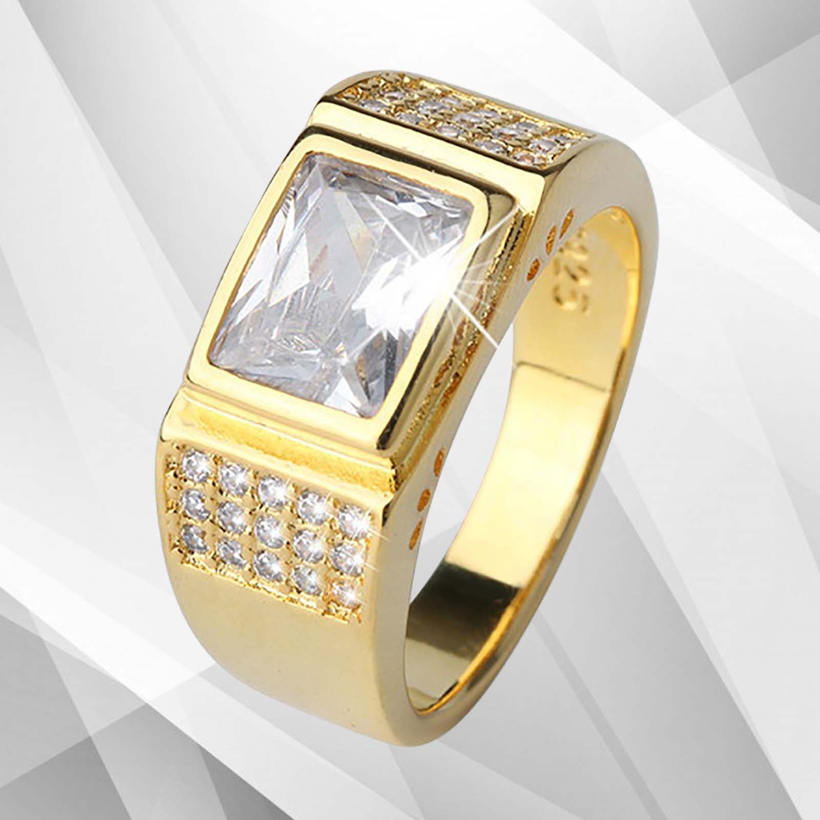 Luxury Men's Engagement Ring | 18Ct Yellow Gold | Cambodian CZ Diamond - Jewelry & Watches - Bijou Her -  -  - 