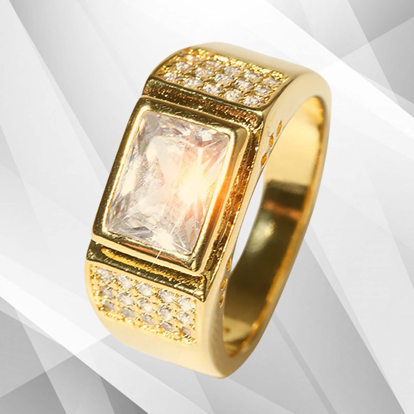 Luxury Men's Engagement Ring | 18Ct Yellow Gold | Cambodian CZ Diamond - Jewelry & Watches - Bijou Her -  -  - 