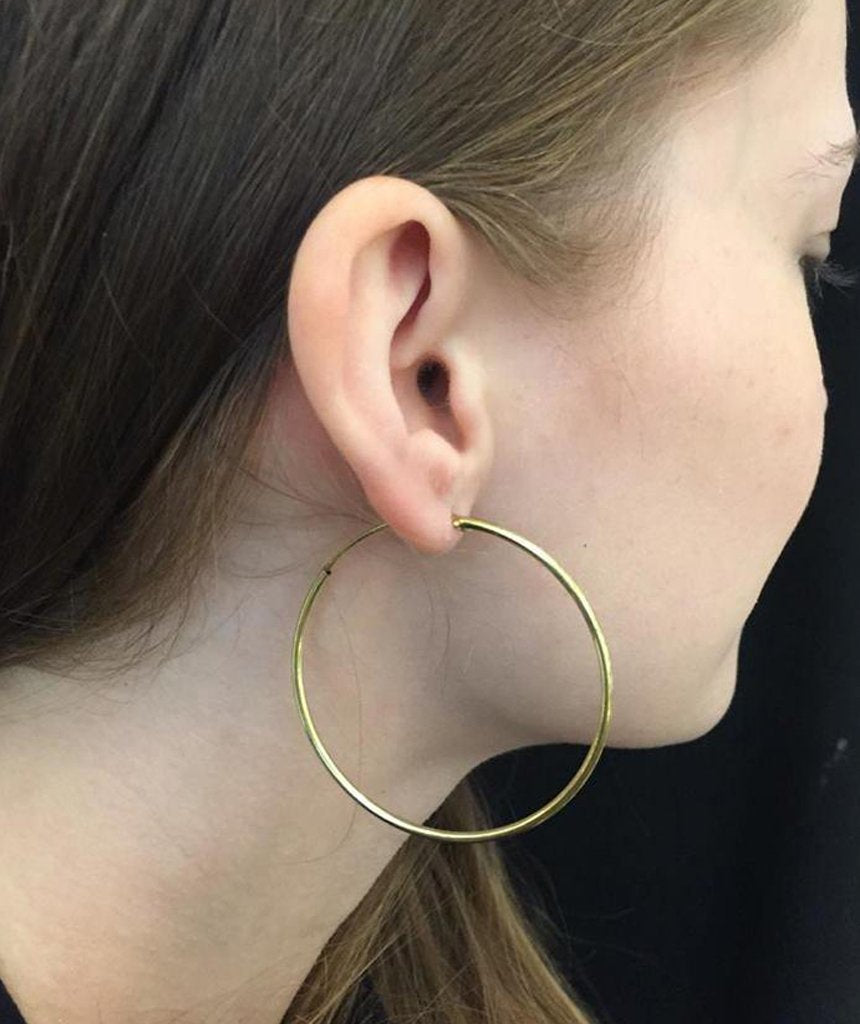 Handmade Brass Hoop Earrings - Classic Gold Pair by Urbiana - Jewelry & Watches - Bijou Her -  -  - 