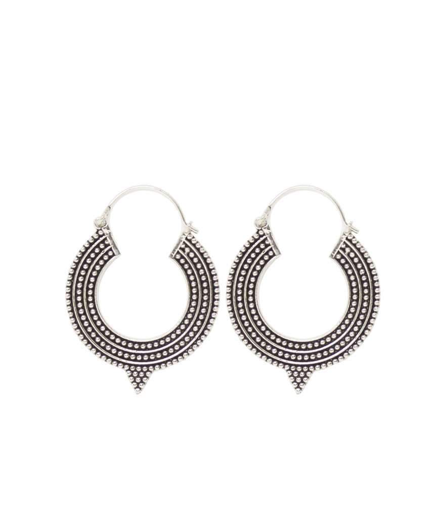 Patterned Aztec Hoop Earrings - Detailed Brass and Silver Design - Jewelry & Watches - Bijou Her -  -  - 