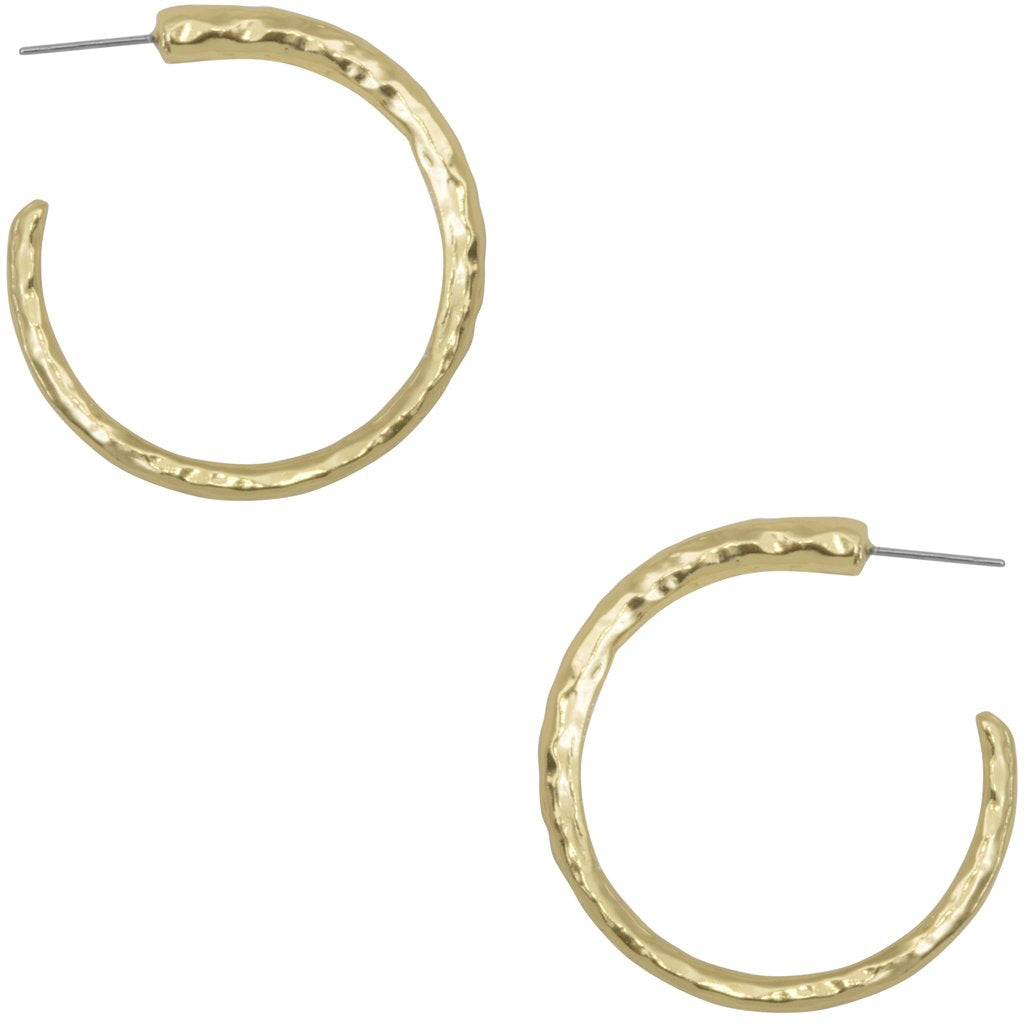 Jackie Polished Hoop Earrings - Medium Size, Textured Finish, Free Worldwide Shipping - Earrings - Bijou Her -  -  - 