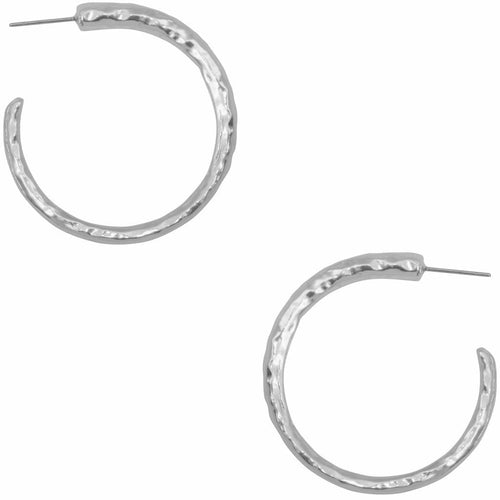 Jackie Polished Hoop Earrings - Medium Size, Textured Finish, Free Worldwide Shipping - Earrings - Bijou Her - Available Colors -  - 
