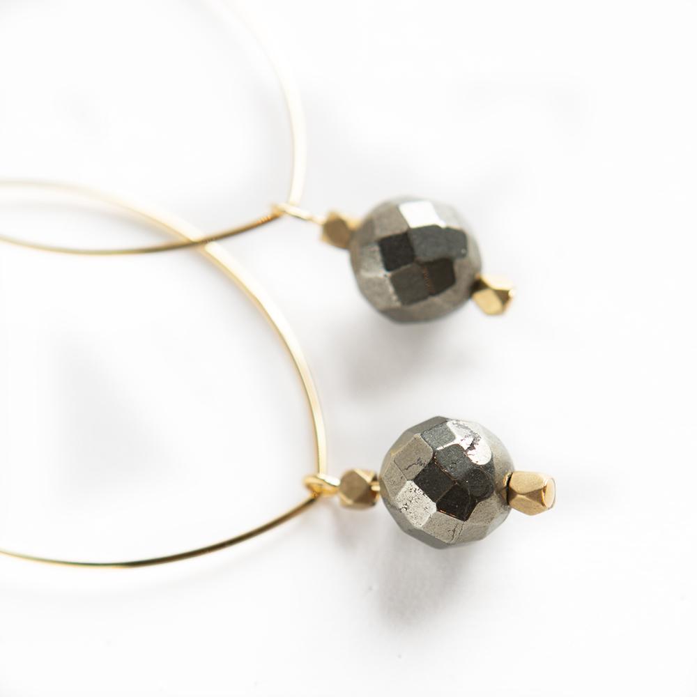 Natural Pyrite Gemstone Lenny Earrings - Handcrafted in Tennessee - Jewelry & Watches - Bijou Her -  -  - 