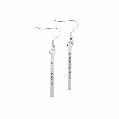 Inspirational Stainless Steel Bar Earrings - 1.25 Inch Fishhook with 14k Ion Plating - Made in USA - Jewelry & Watches - Bijou Her - COLOR - OPTION - 