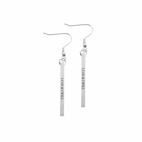 Inspirational Stainless Steel Bar Earrings - 1.25 Inch Fishhook with 14k Ion Plating - Made in USA - Jewelry & Watches - Bijou Her - COLOR - OPTION - 