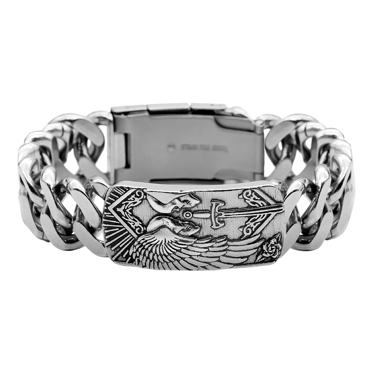 Stainless Steel Skull ID Tag Bracelet for Veterans and Active Duty Soldiers - Duty & Honor Collection - Jewelry & Watches - Bijou Her -  -  - 