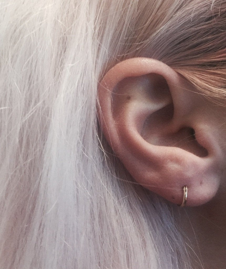 Handmade Sterling Silver Huggie Hoop Earring - Classic Cartilage, Septum, Nose Ring Body Piercing Jewelry - Jewelry & Watches - Bijou Her -  -  - 