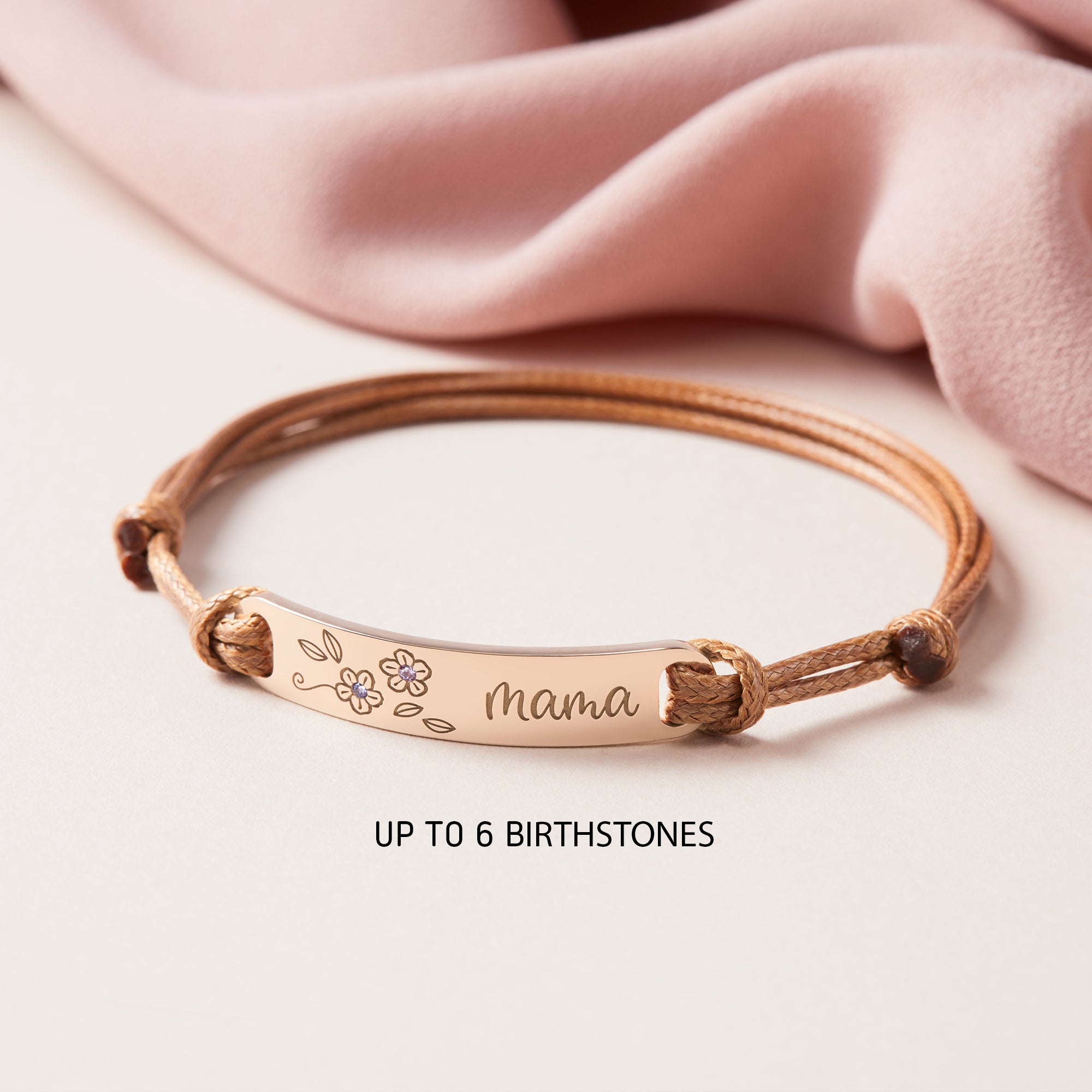 Personalized Birthstone Flower Bracelet for Mom and Grandma with Children's Birthstones - 925 Sterling Silver and 18K Gold Plated Leather Jewelry Gift - Bracelets - Bijou Her -  -  - 