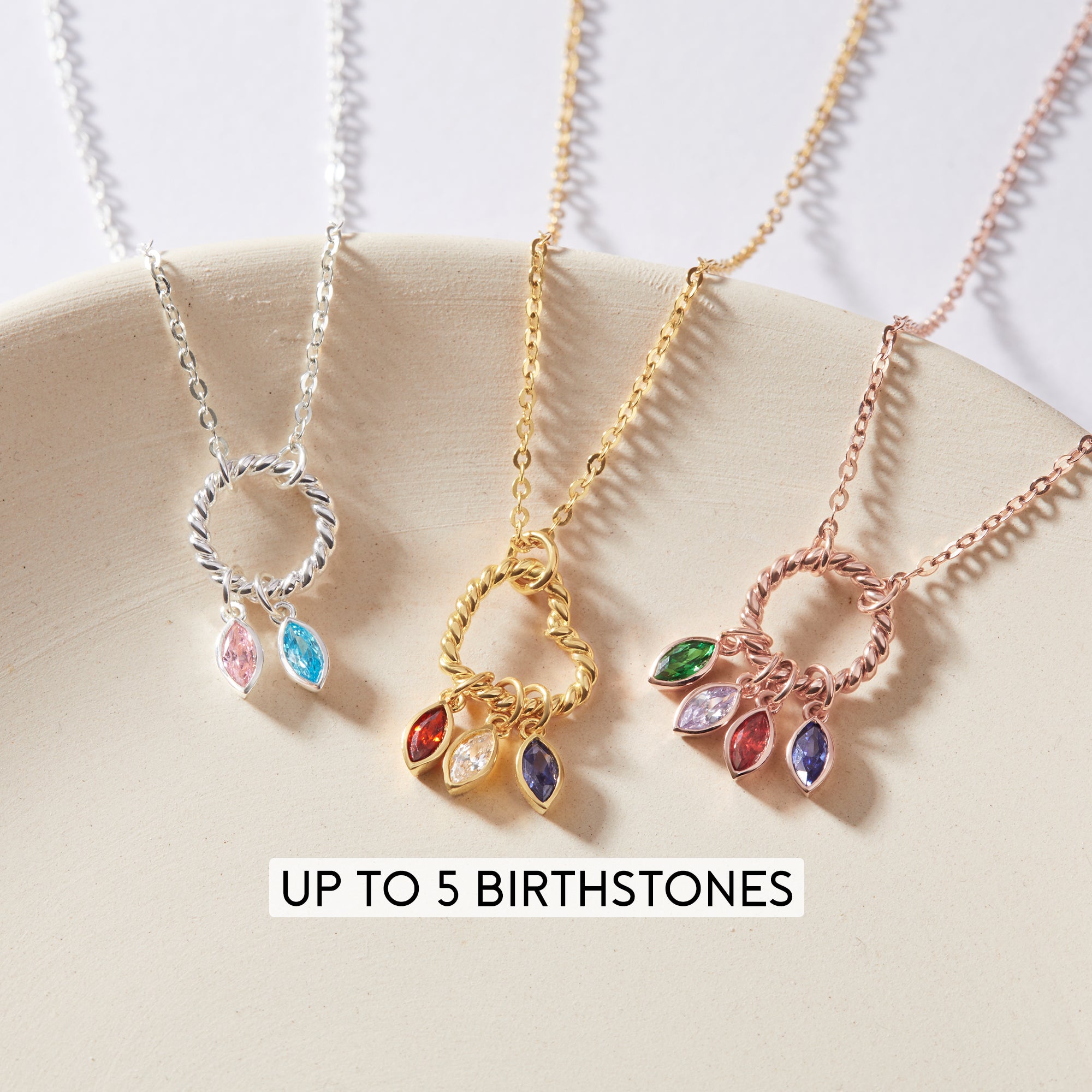 Personalized Mother's Birthstone Necklace - 925 Sterling Silver & 18K Gold Plated Jewelry for Mom and Grandmother - Necklaces - Bijou Her -  -  - 