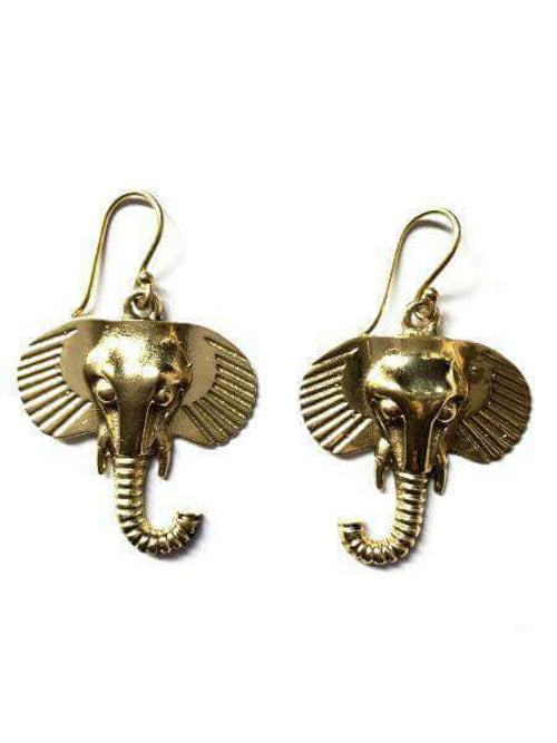 Indian Style Brass Elephant Earrings - Hypoallergenic and Nickel-Free Jewelry for Animal Lovers - Jewelry & Watches - Bijou Her - Color -  - 