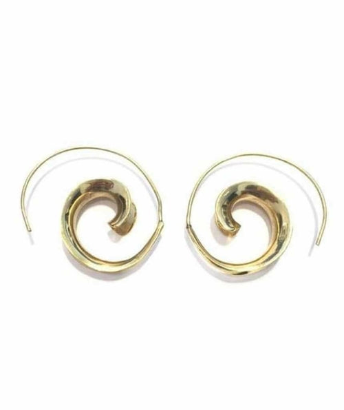 Handcrafted Swivel Hoop Earrings - Brass, Hypoallergenic, 3.5cm Diameter - Jewelry & Watches - Bijou Her - Color -  - 