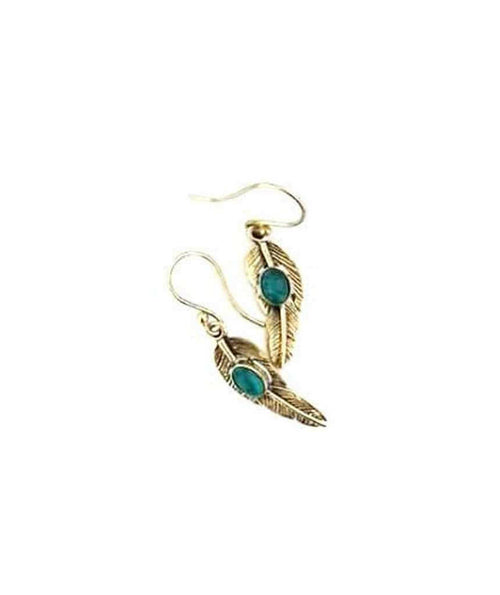 Handmade Feather Stone Leaf Dangling Earrings - Variety of Colors - Hypoallergenic & Adjustable - Jewelry & Watches - Bijou Her - Color -  - 