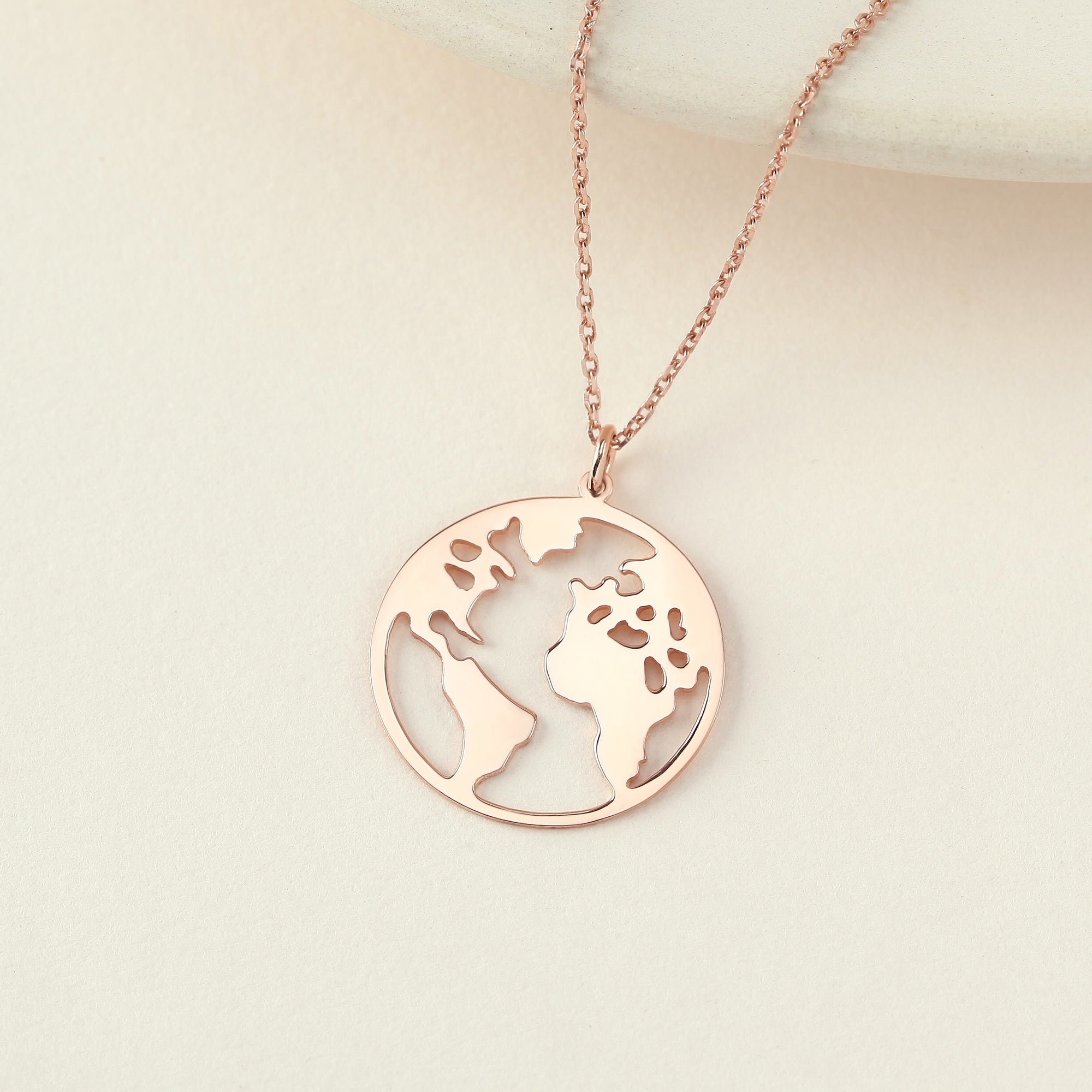 Gold Plated World Map Necklace - 925 Sterling Silver, 18" Chain, Beautiful Packaging - Necklaces - Bijou Her -  -  - 