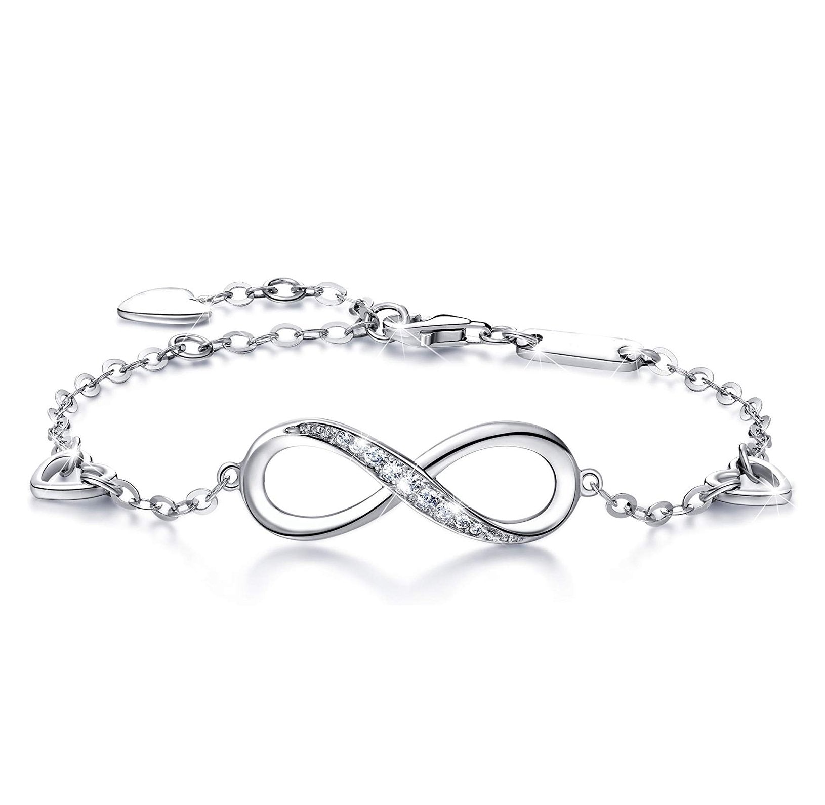 White Gold Elements Infinite Pendant Chain Bracelet - Hypoallergenic & Guaranteed to Retain Shine - Jewelry & Watches - Bijou Her -  -  - 