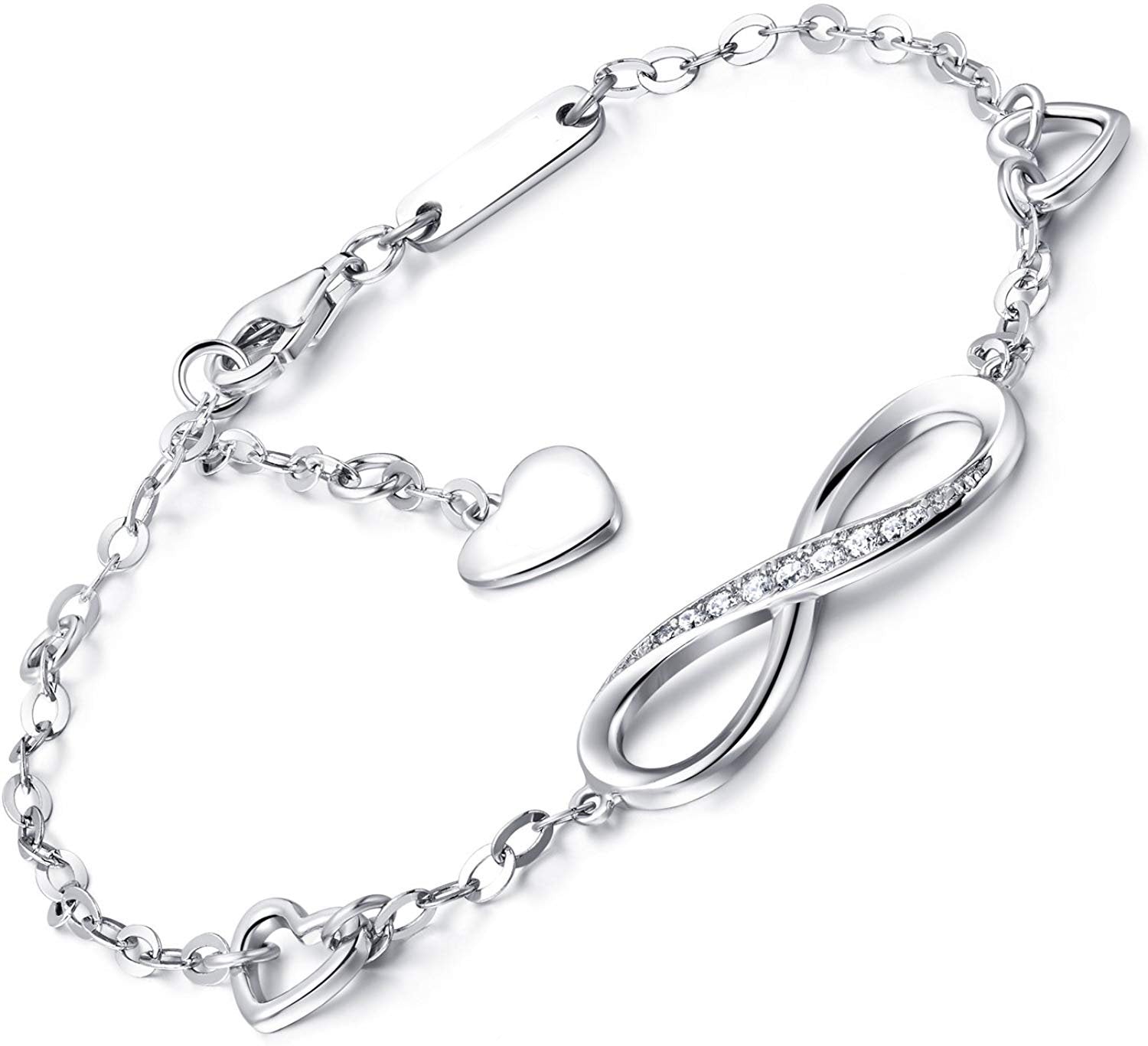 White Gold Elements Infinite Pendant Chain Bracelet - Hypoallergenic & Guaranteed to Retain Shine - Jewelry & Watches - Bijou Her -  -  - 