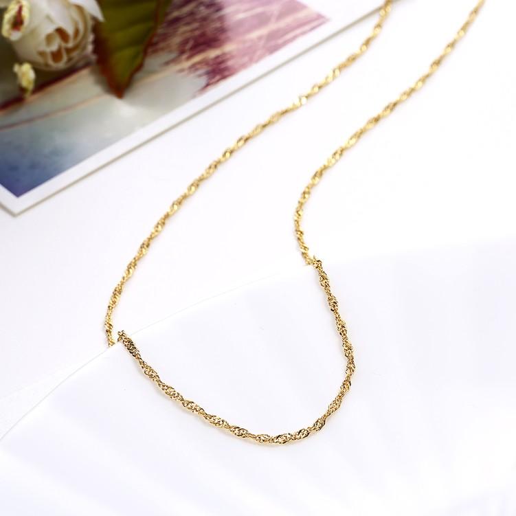 Italian Design 14K Gold Plated Chain Necklace - Hypoallergenic, Lead and Nickel-Free, 2mm Thickness, Spring Ring Clasp - Jewelry & Watches - Bijou Her -  -  - 