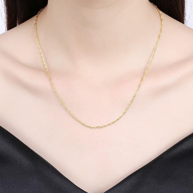 Italian Design 14K Gold Plated Chain Necklace - Hypoallergenic, Lead and Nickel-Free, 2mm Thickness, Spring Ring Clasp - Jewelry & Watches - Bijou Her -  -  - 