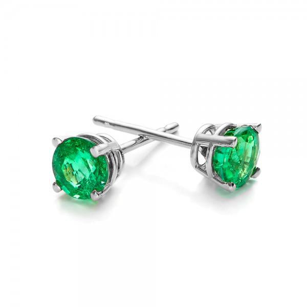 Green Crystal Stud Earrings - 14K White Gold Plated, 1.00 CT, Hypoallergenic & Made to Last - Jewelry & Watches - Bijou Her -  -  - 