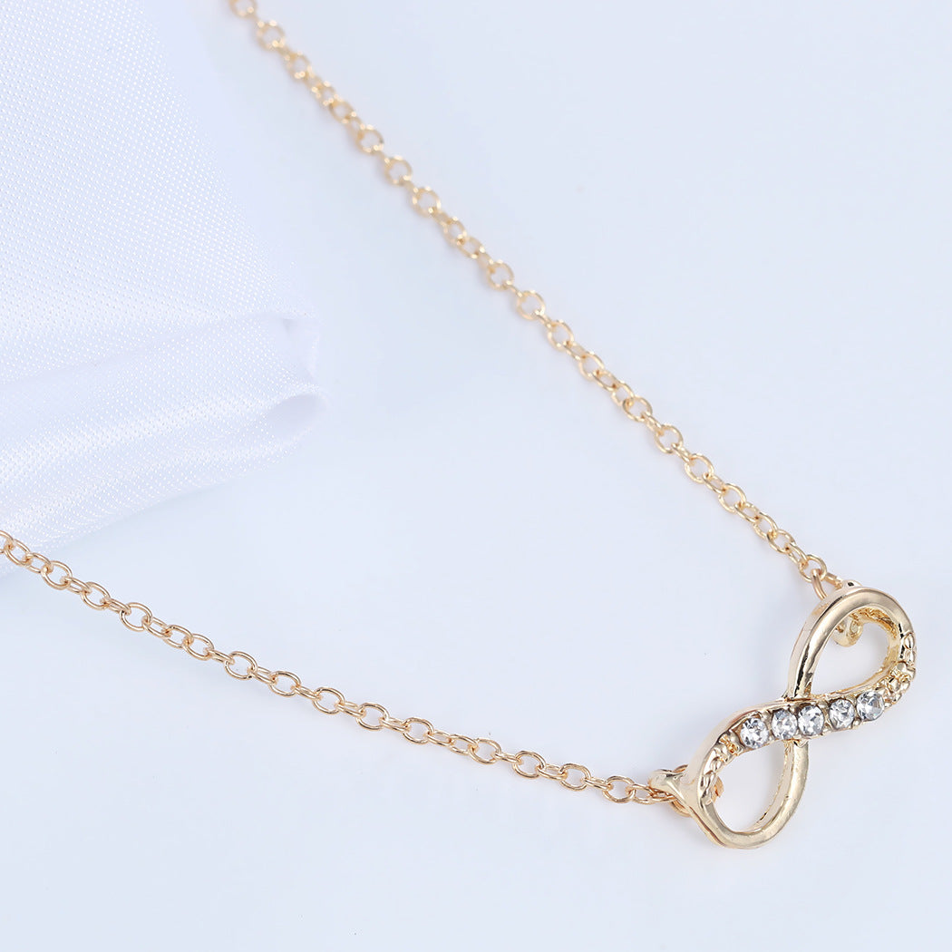 Italian Infinity Pendant Necklace in 14K Gold Plating - White Elements, 18.50 Inches - Jewelry & Watches - Bijou Her -  -  - 