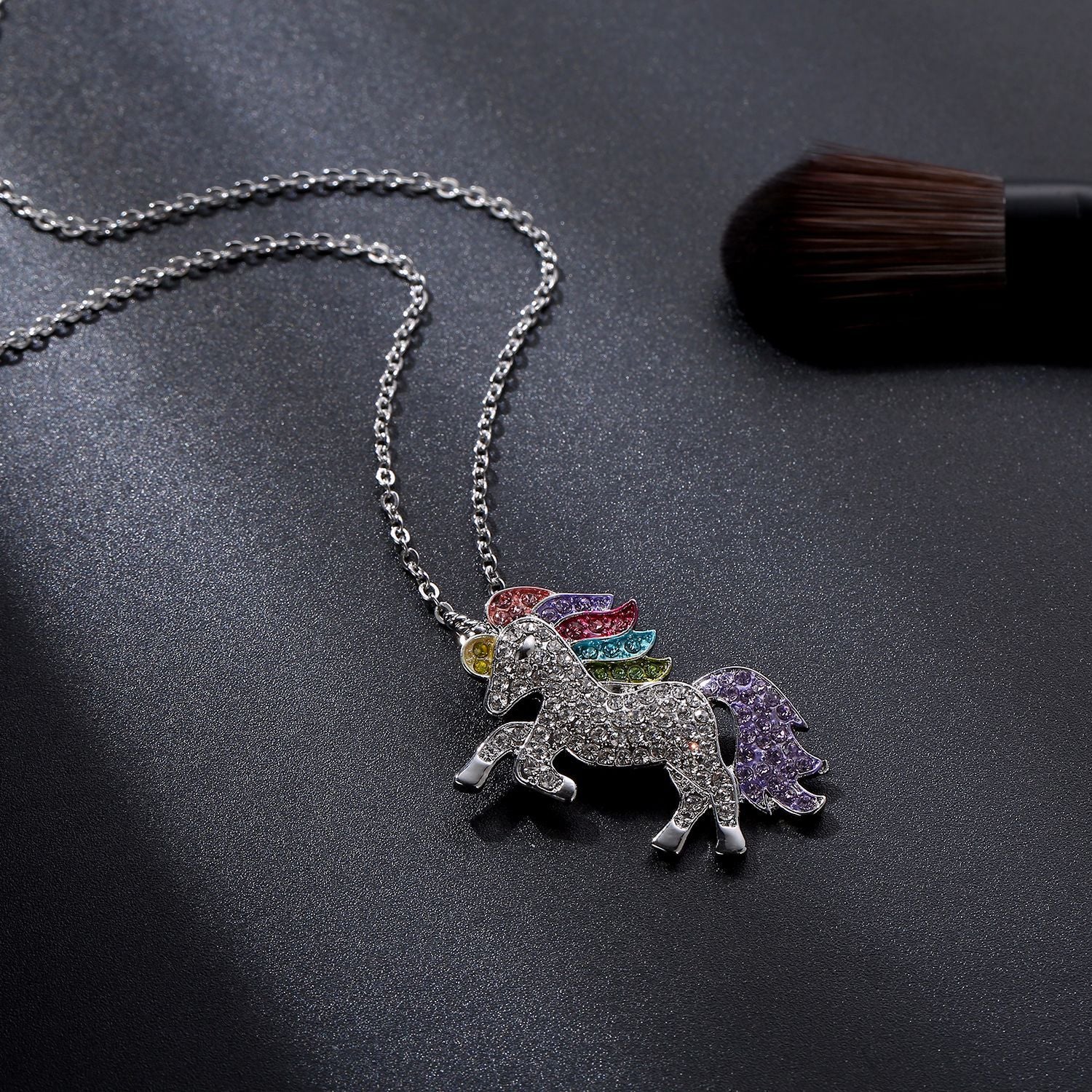 Rainbow Crystal Unicorn Pendant Necklace - Italian Inspired Design in 14K Gold Plating - Jewelry & Watches - Bijou Her -  -  - 