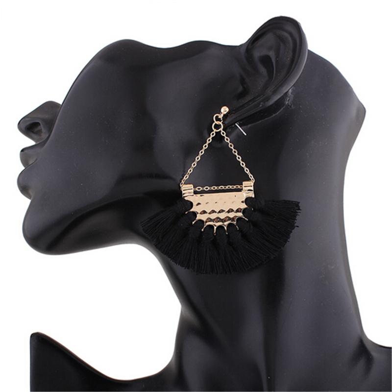 White Tassel Drop Earrings for Women - Statement Dangle Hoops - 3.5 Length - Zinc - Gift Box" - Jewelry & Watches - Bijou Her -  -  - 