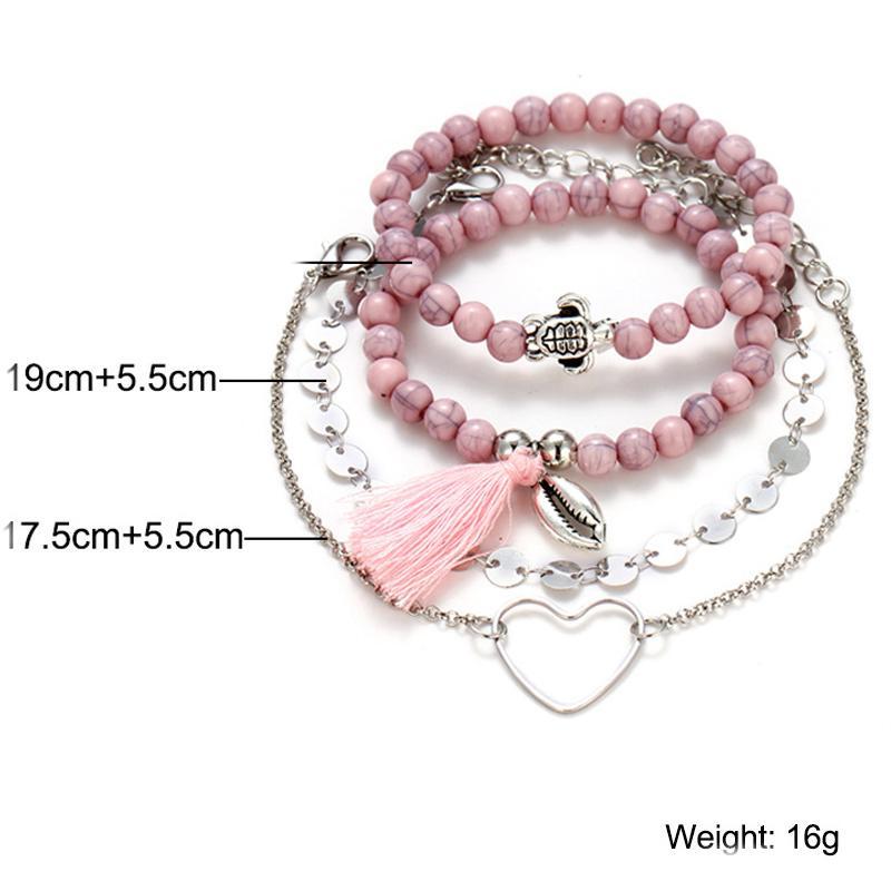 Pink Tassel Bracelet Set - 18K White Gold Plated, Made in Italy, Hypoallergenic & Comfort Fit Jewelry - Jewelry & Watches - Bijou Her -  -  - 