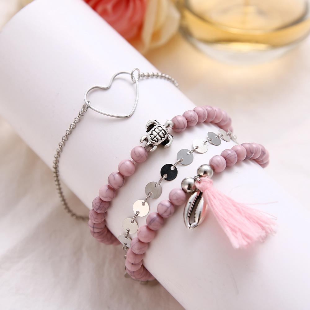 Pink Tassel Bracelet Set - 18K White Gold Plated, Made in Italy, Hypoallergenic & Comfort Fit Jewelry - Jewelry & Watches - Bijou Her -  -  - 