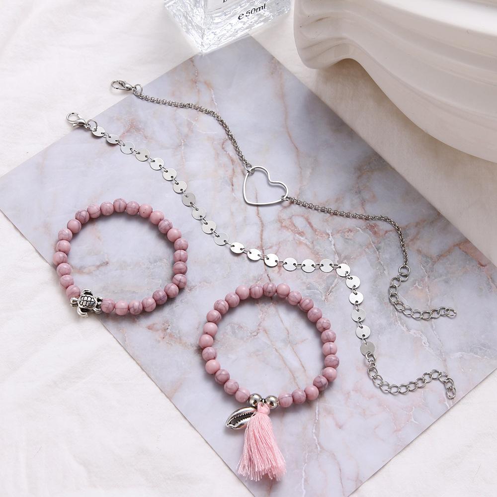 Pink Tassel Bracelet Set - 18K White Gold Plated, Made in Italy, Hypoallergenic & Comfort Fit Jewelry - Jewelry & Watches - Bijou Her -  -  - 