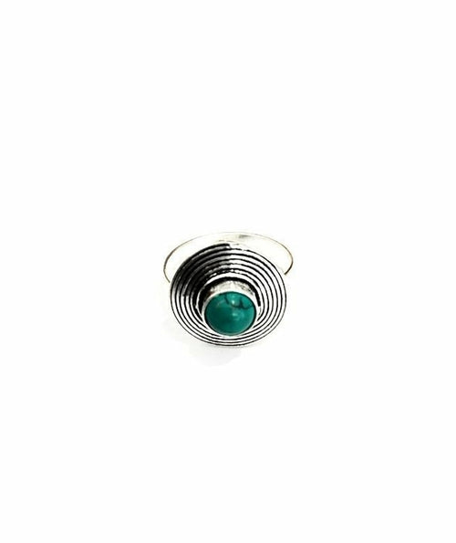 Handmade Circle Stone Ring - Brass and Silver, Hypoallergenic, One Size, Easy to Care For - Jewelry & Watches - Bijou Her - Colour -  - 