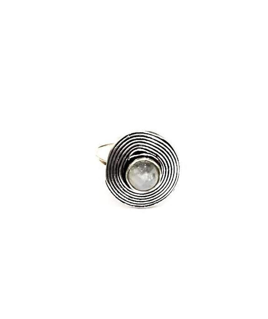 Handmade Circle Stone Ring - Brass and Silver, Hypoallergenic, One Size, Easy to Care For - Jewelry & Watches - Bijou Her -  -  - 