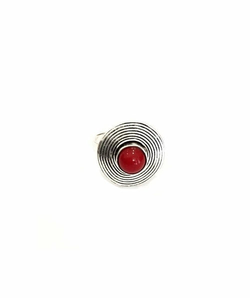 Handmade Circle Stone Ring - Brass and Silver, Hypoallergenic, One Size, Easy to Care For - Jewelry & Watches - Bijou Her - Colour -  - 
