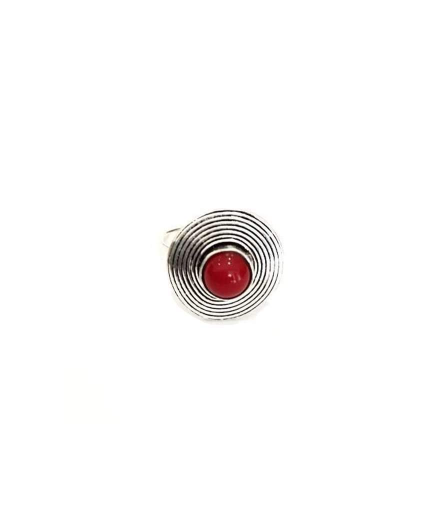 Handmade Circle Stone Ring - Brass and Silver, Hypoallergenic, One Size, Easy to Care For - Jewelry & Watches - Bijou Her -  -  - 