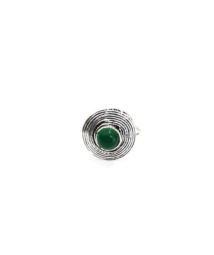Handmade Circle Stone Ring - Brass and Silver, Hypoallergenic, One Size, Easy to Care For - Jewelry & Watches - Bijou Her -  -  - 